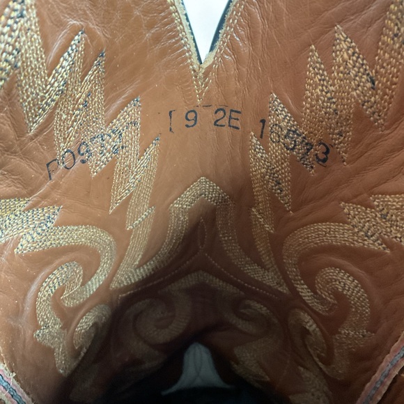 Vintage Lucchese Black Cherry Ostrich Quill Cowboy Boots 9 EE Exotic Recraft - Picture 6 of 16